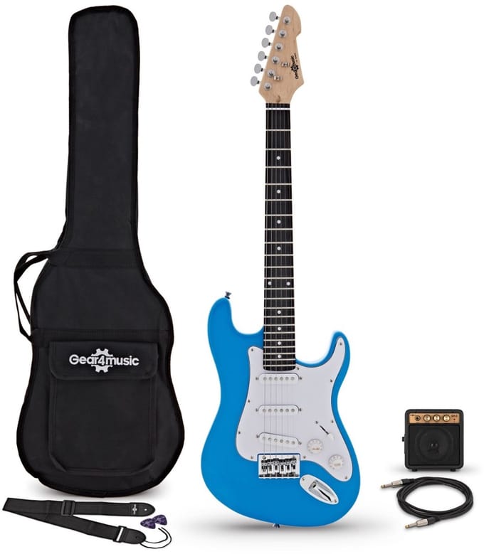 3/4 LA Elektrische Gitaar, Blauw, Mini Versterkerpakket