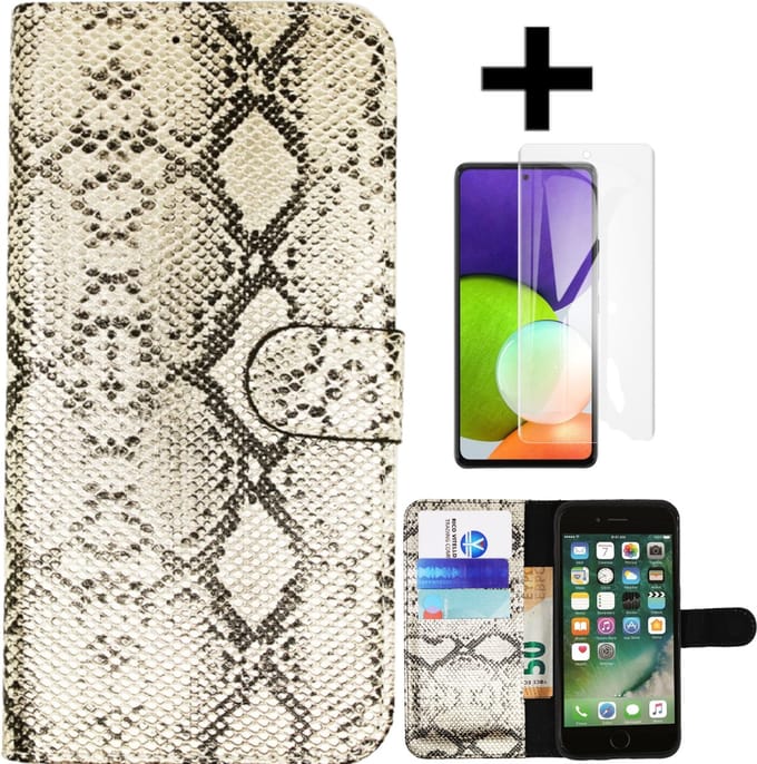Hoesje Geschikt voor Apple iPhone 7/8 plus Stylish Wallet case Goud + gratis screen protector