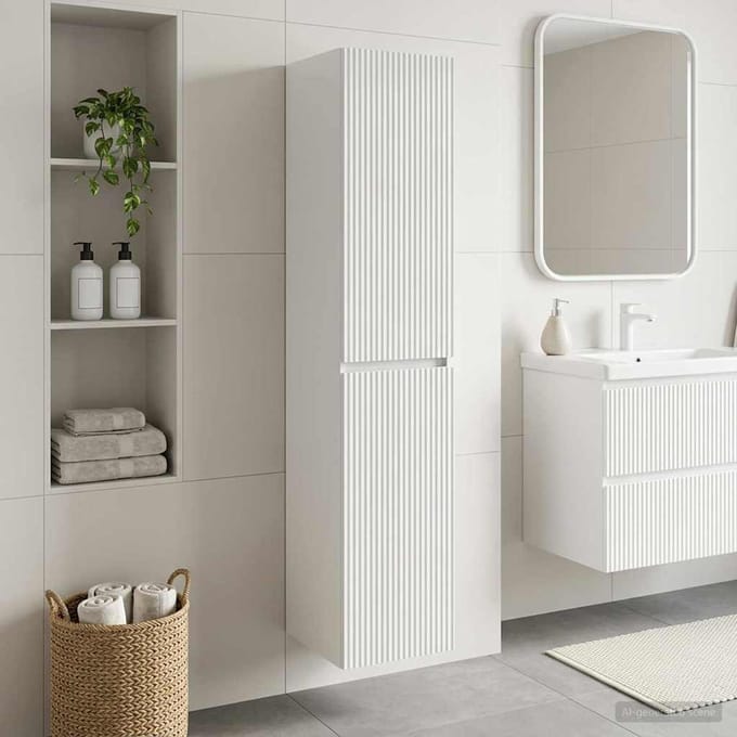 vidaXL - Wandgemonteerde - Badkamerkast - Hoogglans - Wit - 33 - x - 34,5 - x - 160 - cm