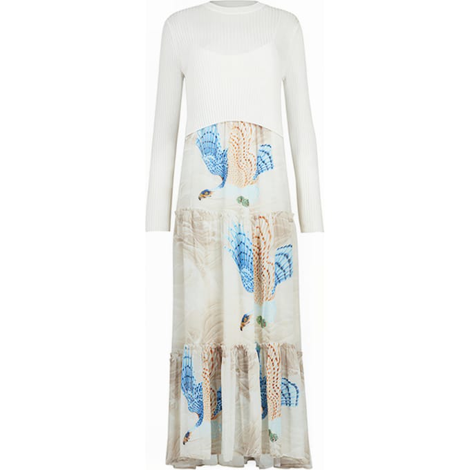 AllSaints Tilly Swoop Dress Ecru White Größe: 32 | Maxikleider Outlet | Damen | Braun
