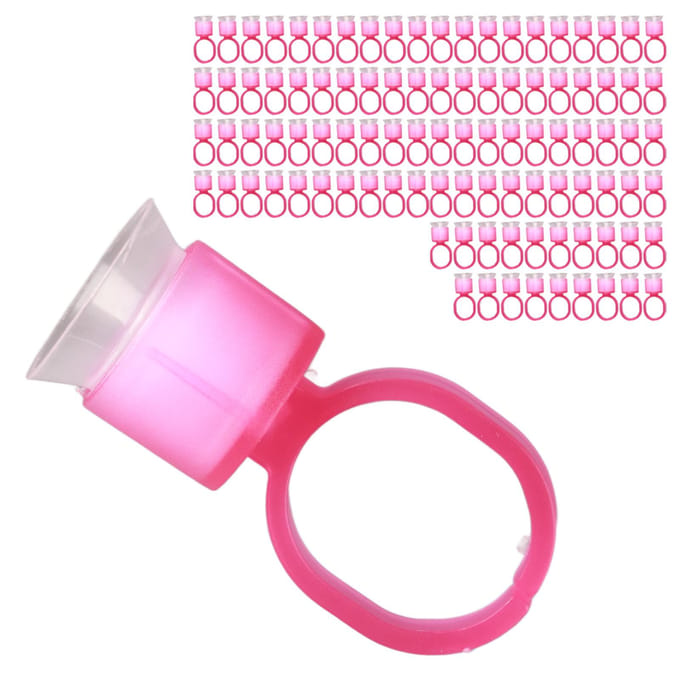 100 stuks Tattoo Inkt Ring Cup Wegwerp Microblading Pigment Cup Houder met Spons pink