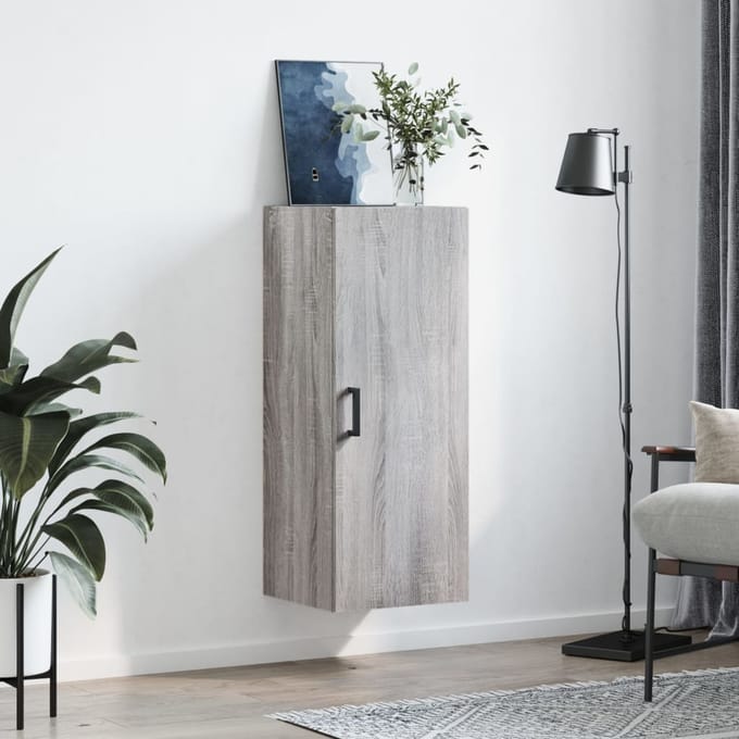 vidaXL - Bovenkast - 34,5x34x90 - cm - grijs - sonoma - eikenkleurig