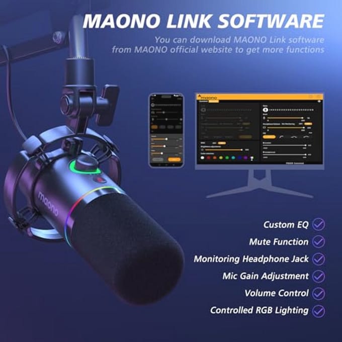 Dynamische USB Microfoonset voor Podcasting en Gaming - Kristalhelder Geluid met Boom Arm en Software