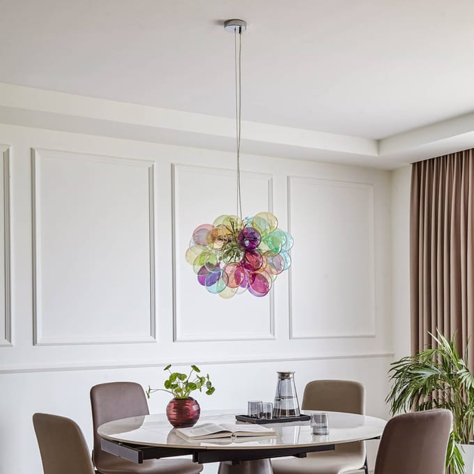 Lucande - hanglamp - 8lichts - glas - H: 50 cm - G9 - meerkleurig