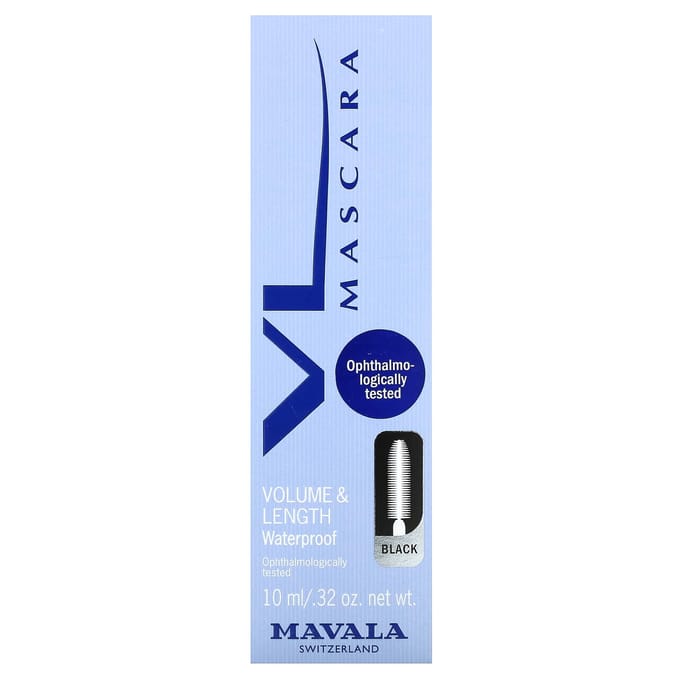 Mavala mascara, voor volume en een lange wimpers, waterproof, zwart, 10 ml (0,32 oz) white