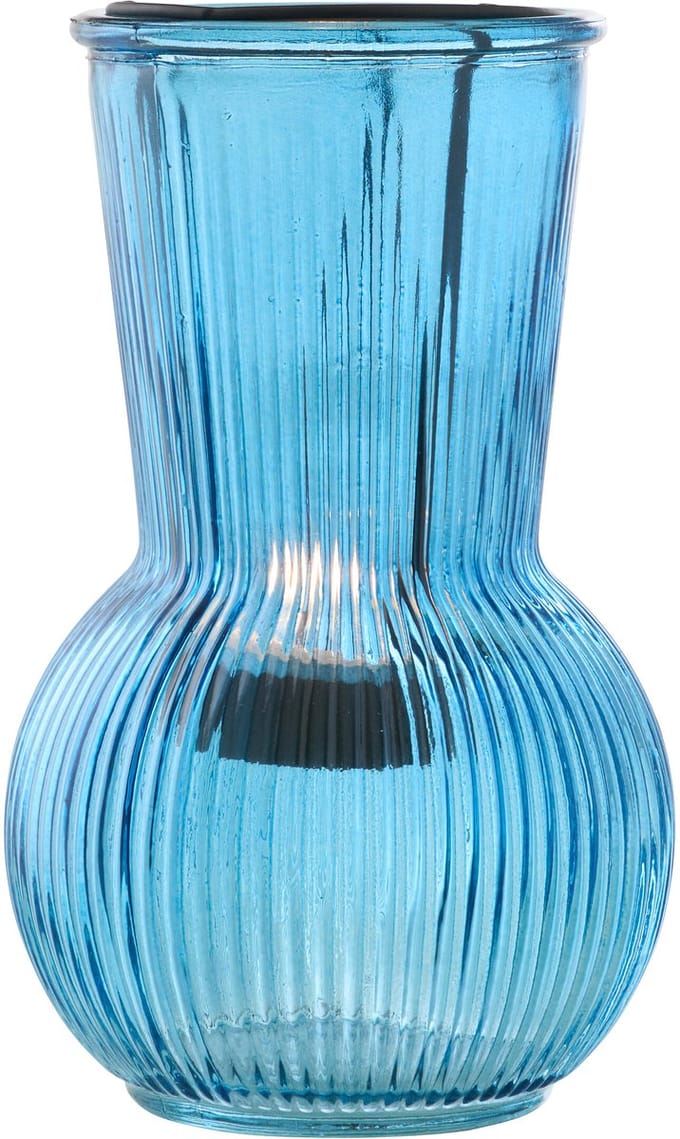 J-Line theelichthouder - glas - blauw/zwart - large