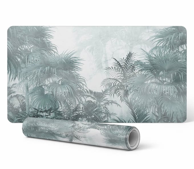 Antislip beschermmat voor op het bureau met tropische mistprint, 90x45 cm