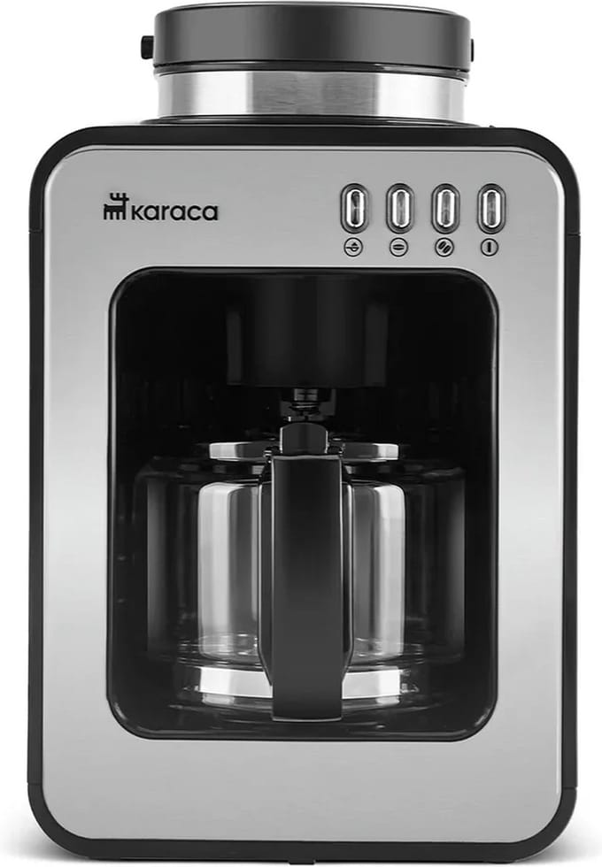 Karaca Grindmaestro - Filterkoffiezetapparaat met Ingebouwde Molen - 0,5L - 600W - Inox