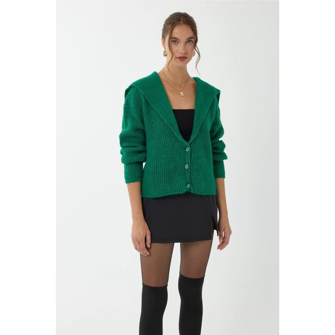 Ontspannen Pasvorm Geknoopte Brei Cardigan