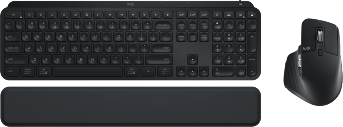 Logitech MX Keys S Combo - Toetsenbord, Muis en Polssteun - Draadloos - QWERTY US - ISO - Grijs