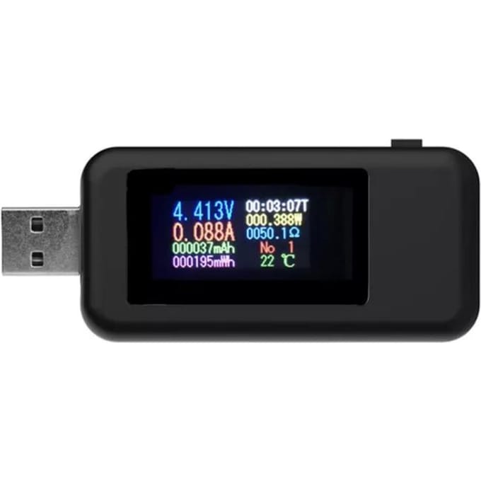 KWS-MX18 10 in1 digitaal LCD-scherm USB-tester spanningsstroomtester vermogensmeter timing ampèremeter zwart