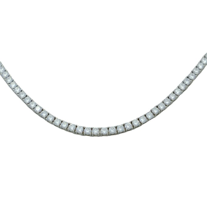 Tennis Necklace Silver Crystals 3mm