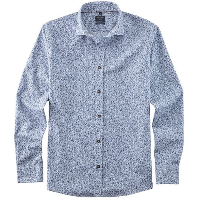 OLYMP Casual Overhemd, Regular Fit, Kent, Marineblauw