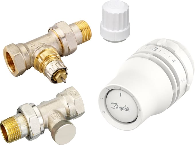 Danfoss thermostaatkraan set RA met voetventiel en thermostaatknop