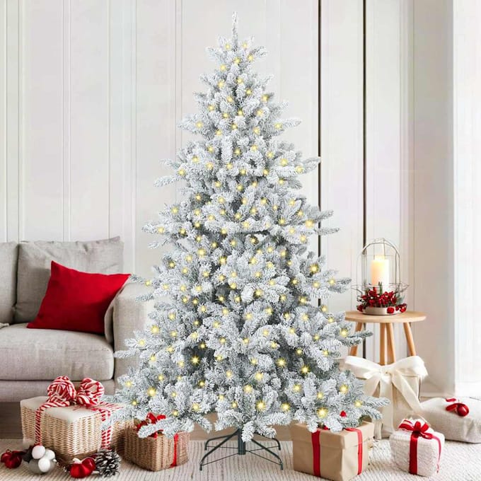 vidaXL - Kunstmatige - Hinged - Kerstboom - Wit - 180 - cm - PVC - en - Staal