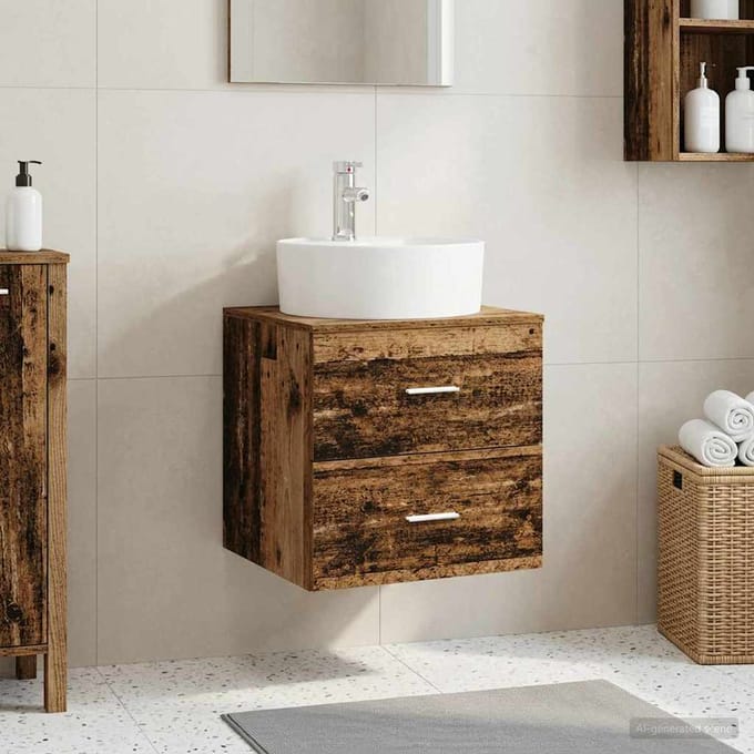 vidaXL - Wandgemonteerde - wastafel - van - een - meubel - Oud - hout