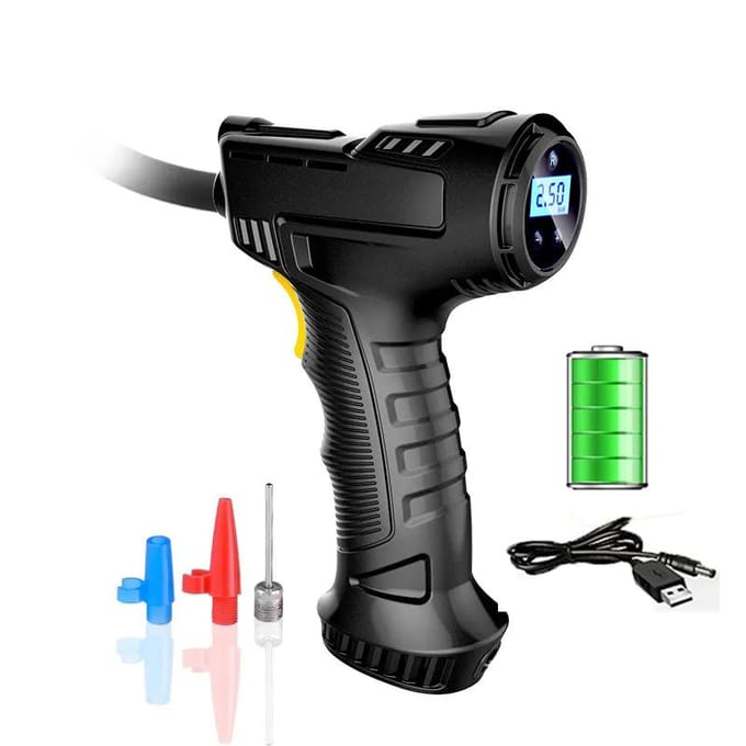 120W Auto Luchtcompressor Draagbare Luchtpomp USB Oplaadbaar Draadloos/Draad Opblaasbare Pomp Digitale Autobandenpomp voor Auto Fiets Ballen Wireless Digital black