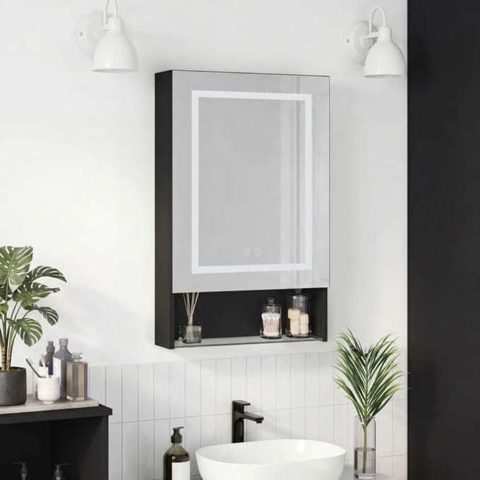 Dressing Kasten - Badkamerkast met Spiegel - Badkamer Kastje - A5+led