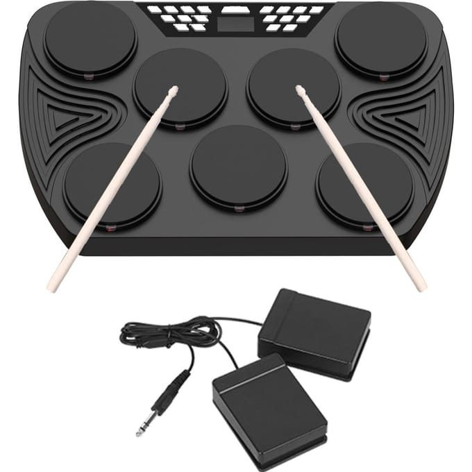 Multifunctioneel draagbaar elektronisch drumstel 7 aanslaggevoelige pads Ingebouwde drum op tafel 2 US Plug