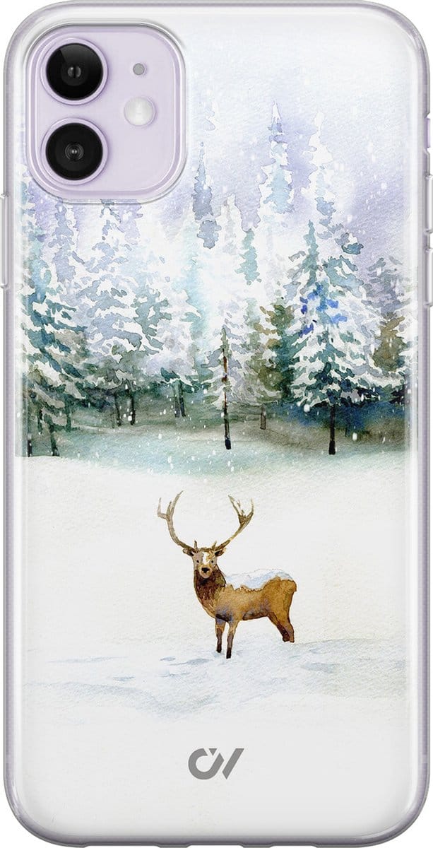 Hoesje geschikt voor Apple iPhone 11 - Rendier - - Wit - Apple - Casevibes