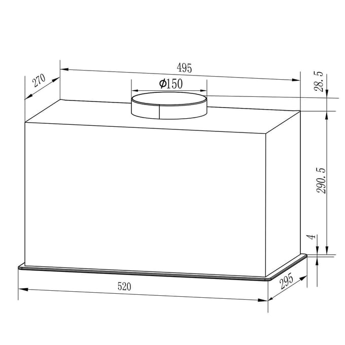 Afzuigkap 52 cm zwart Berdsen BT-239