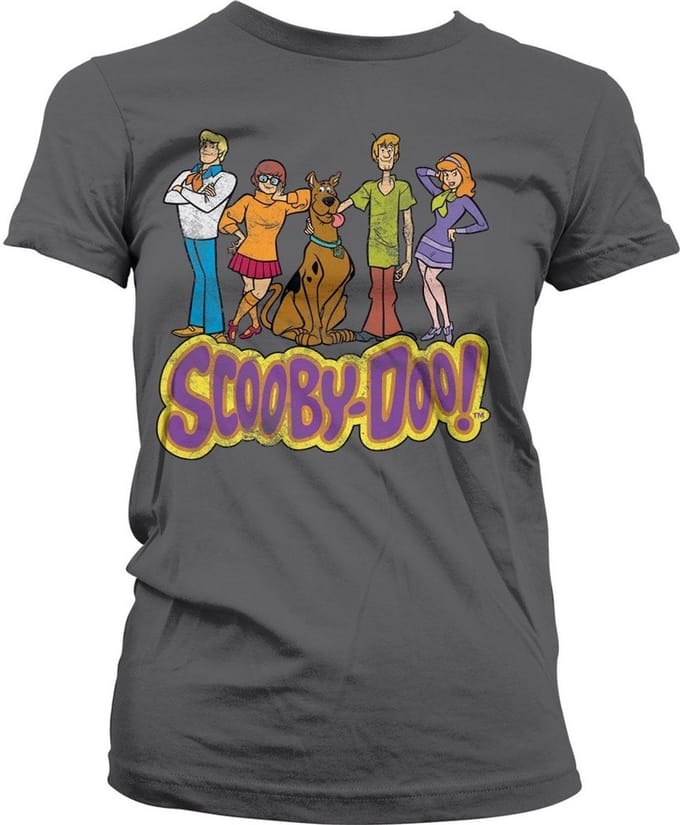Team- Scooby Doo -T-shirt in distressed-stijl voor dames, donkergrijs
