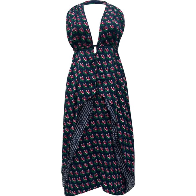 Diane Von Furstenberg Zen Leyland Halter Jurk in Multicolore Zijde