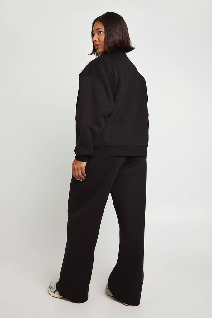 boohoo Dames Plus jogger met wijde pijpen | Black | Maat: 16