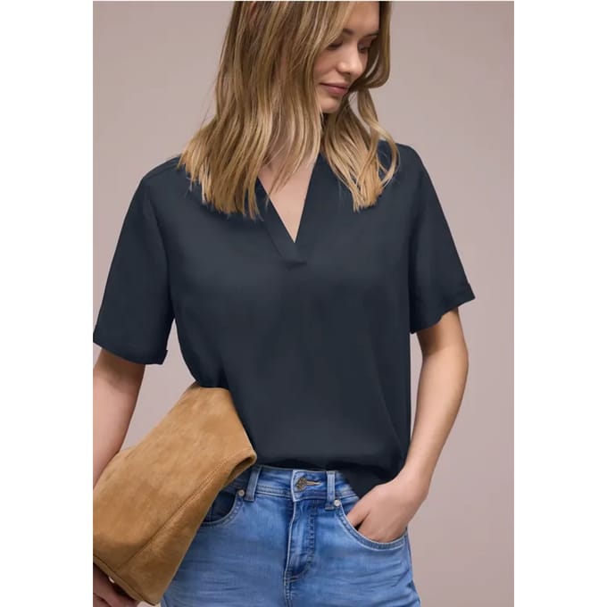 Blouse met korte mouwen en omslag
