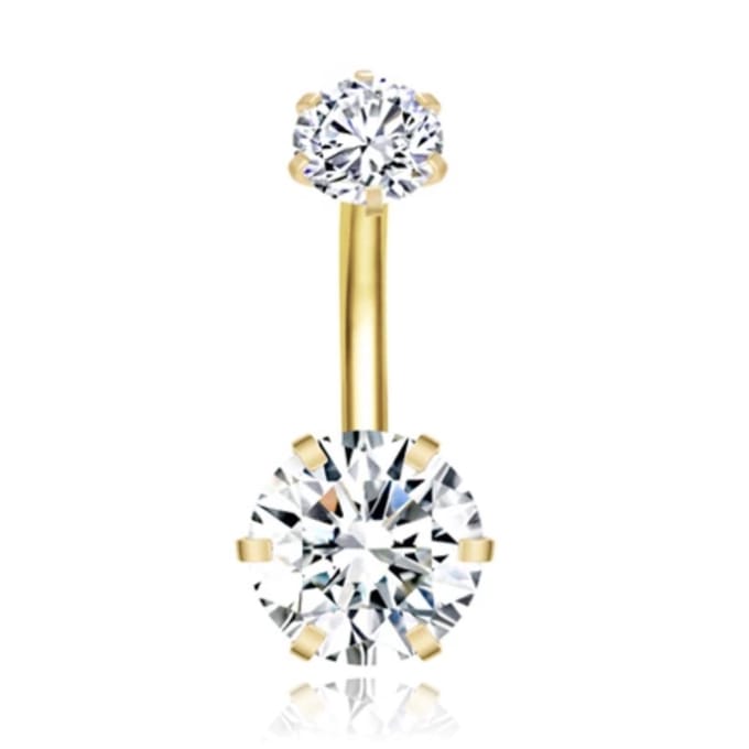 Piercing met 6-kant Zirkonia - Hexagon Goudkleurig