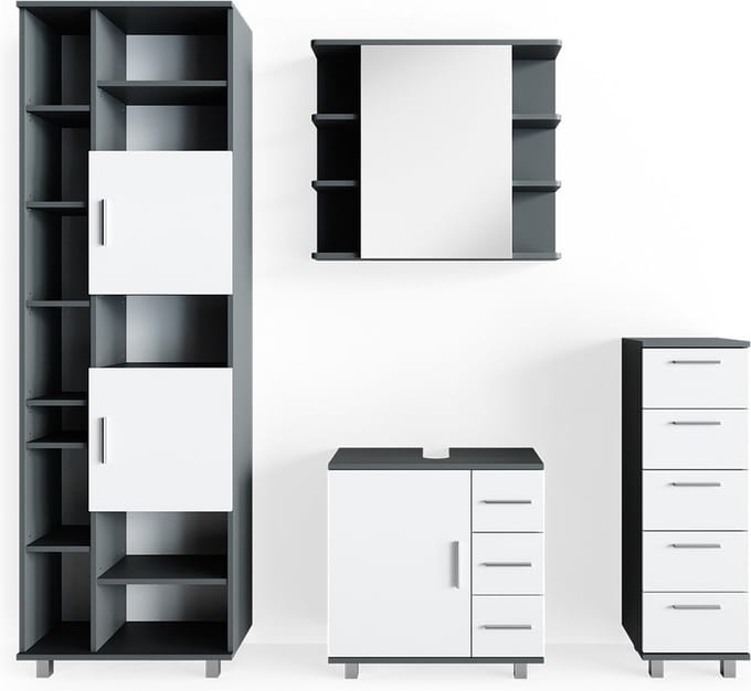 Vicco Badkamermeubel set Ilias, Antraciet, 4-delig
