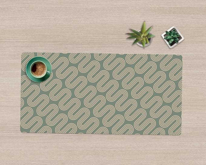 Coloray Bureau Onderlegger - Pasta draadpatroon Onderlegger Bureau - 120 cm x 60 cm - Beige Bureau Onderlegger - Bureau Onderlegger Groot - Bureau Onderlegger XXL - Computer Mat - Bureau Pad