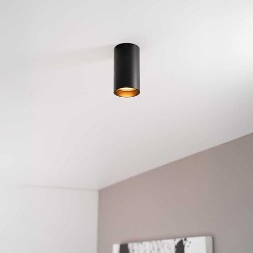 Canopus nero s by LUSENZ - Cilindervormige opbouwspot in met mat zwarte coating