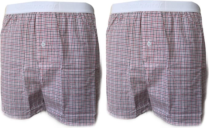 Embrator 2-stuks mannen Boxershort geruit wit/zwart/rood L