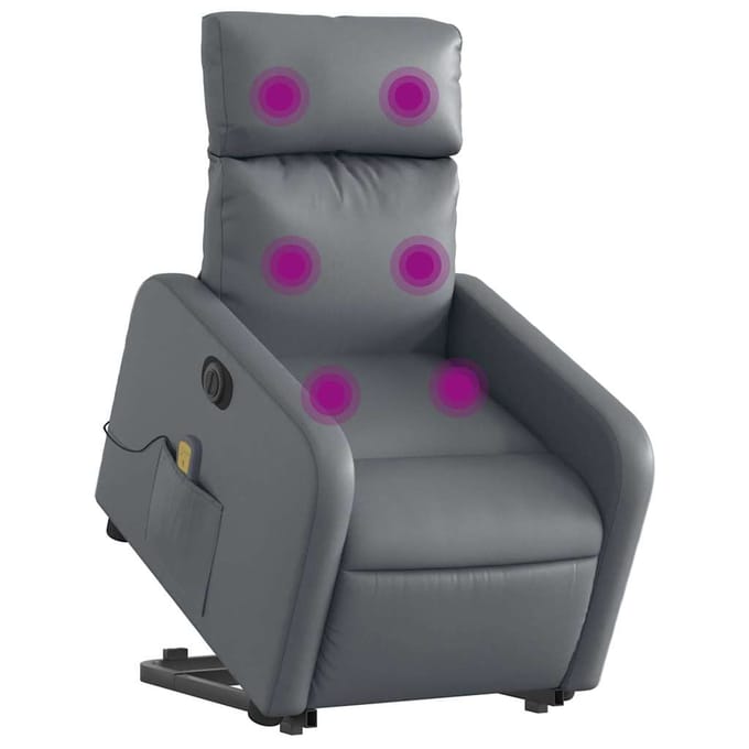 Vidaxl Opvouwbare Sta-Op Fauteuil Met Massage, Elektrisch, Grijs