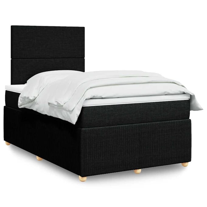 vidaXL - Boxspring - met - matras - stof - zwart - 120x190 - cm