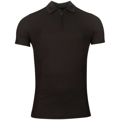 Thomas Maine Polo Short Sleeve Zip Collar Hyperflex Piqué Zwart / male