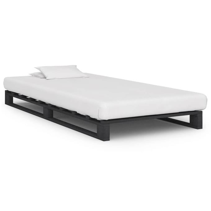 vidaXL - Bedframe - pallet - massief - grenenhout - grijs - 100x200 - cm