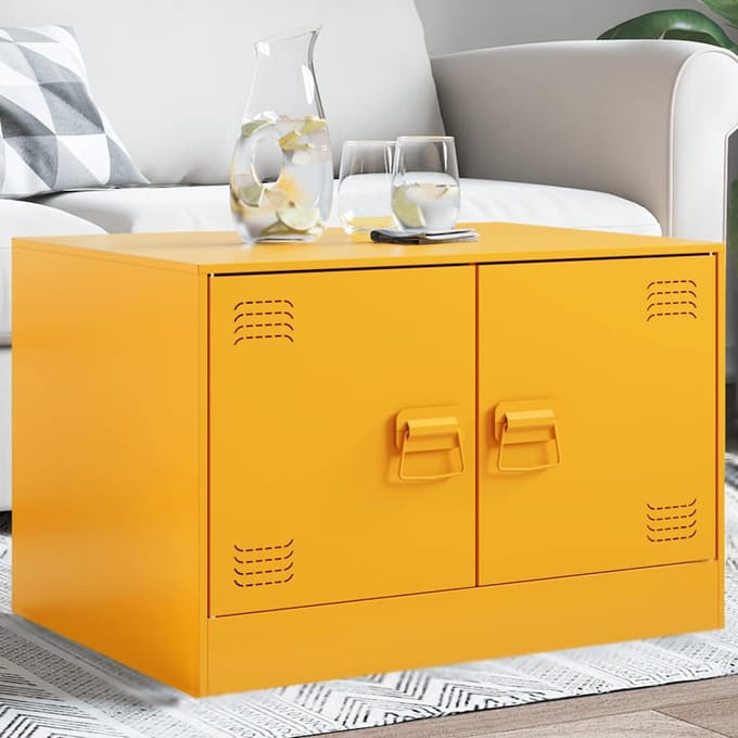 vidaXL - Salontafel - 67x50x44 - cm - staal - geel