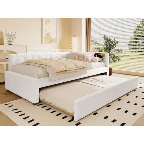 ModernLuxe Slaapbank 90×200 cm - met opbergbed - met USB-poort + Type-C - wit (zonder matras)