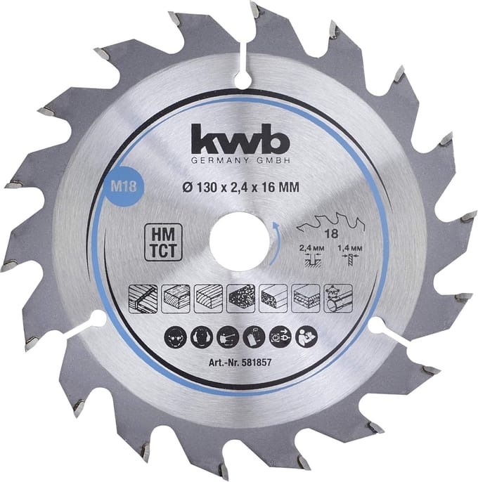 kwb 581857 Hardmetaal-cirkelzaagblad 130 x 16 mm 1 stuk(s)