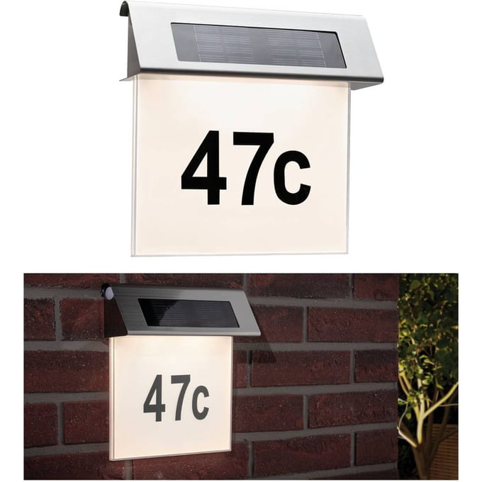Paulmann 93765 Huisnummerlamp op zonne-energie Energielabel: A (A - G) 0.2 W Warmwit RVS, Wit