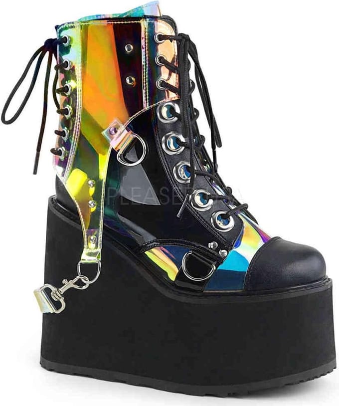 EU 36 = US 6 | SWING-115 | 5 1/2 PF Lace-Up Ankle Boot w/ PVC Harnesss, Side Zip