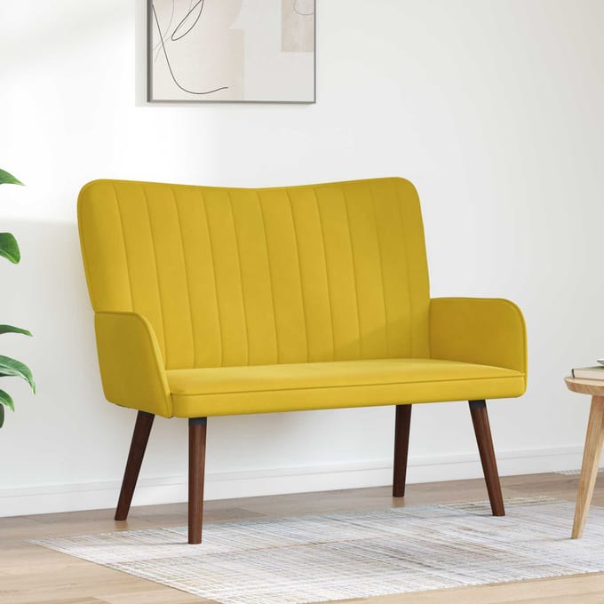 vidaXL - 2-Zits - Sofa - Geel - 115 - x - 61 - x - 87 - cm - fluweel