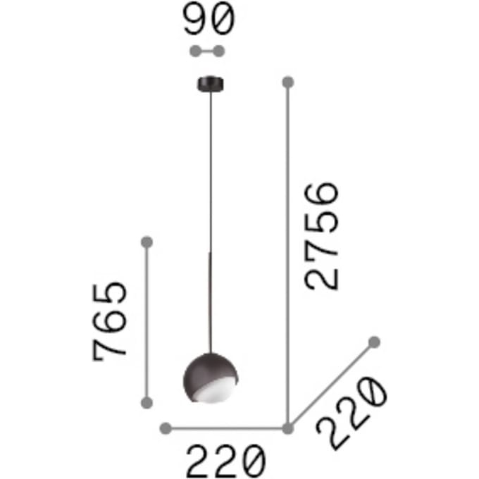 IDEAL LUX hanglamp Bloom, Ø 22 cm, messing, metaal/glas