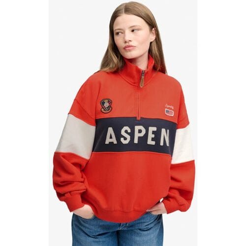 Superdry Preppy Ski Half Zip Relaxed Pasvorm Red Grootte: 36
