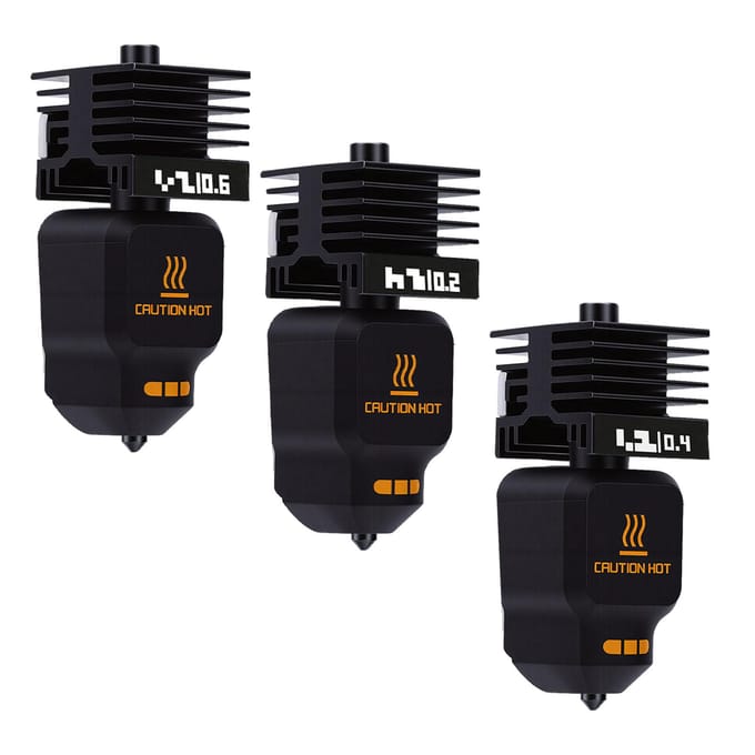 3 Stuks Hotend Set Vervanging voor Bambu Lab P2S H2D H2S H2C 3D Printer 0,2 mm 0,4 mm 0,6 mm Spuitmond Hotend en Siliconen black