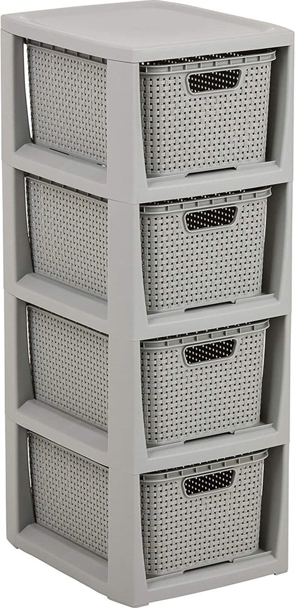 BranQ - Ladesysteem / Kast met 4 (7L) manden - Grijs