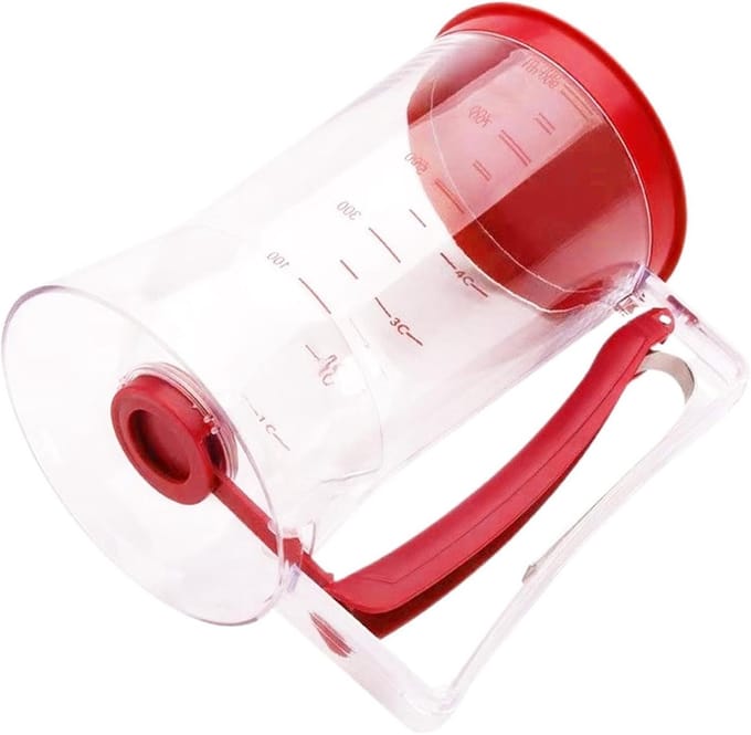 Deegdispenser - Pannenkoekdispenser Mixdispenser - Bakken Vereenvoudigen - Lekvrij Ontwerp - 900 ml - Rood