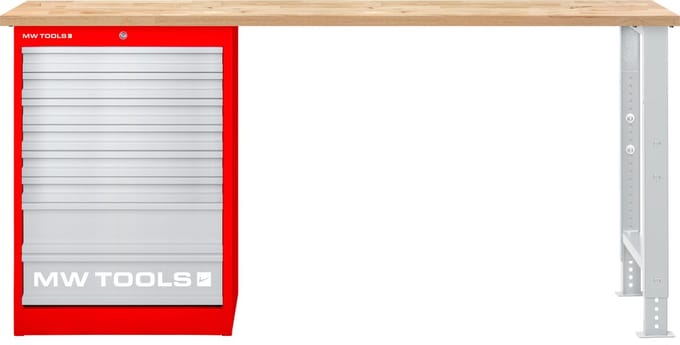 Modulaire werkbank Rubberwood met ladekast 8L 2000 mm MW Tools MOD20LP8R